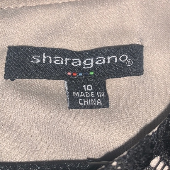 NWOT Sharagano Black Lace Palm Leaf Dress 10 - Picture 8 of 9